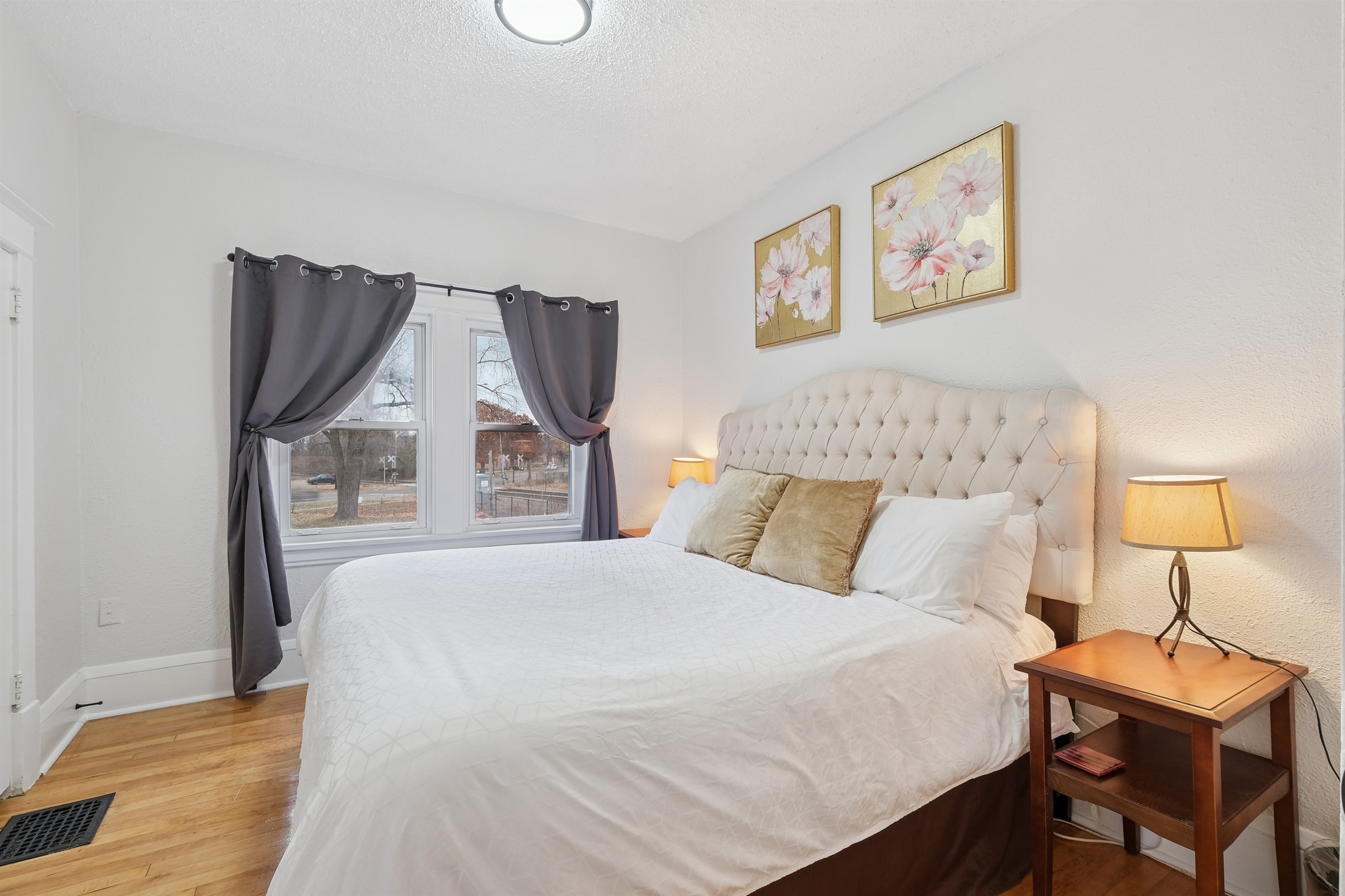 The king bedroom overlooks a quiet cul-de-sac. 