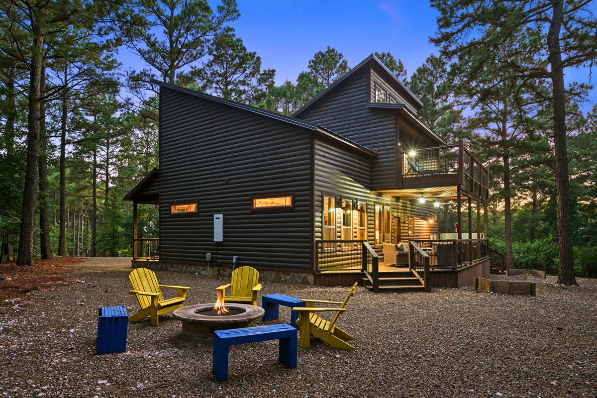 The back patio and firepit are perfect for unwinding with s’mores and stories in the crisp evening air.