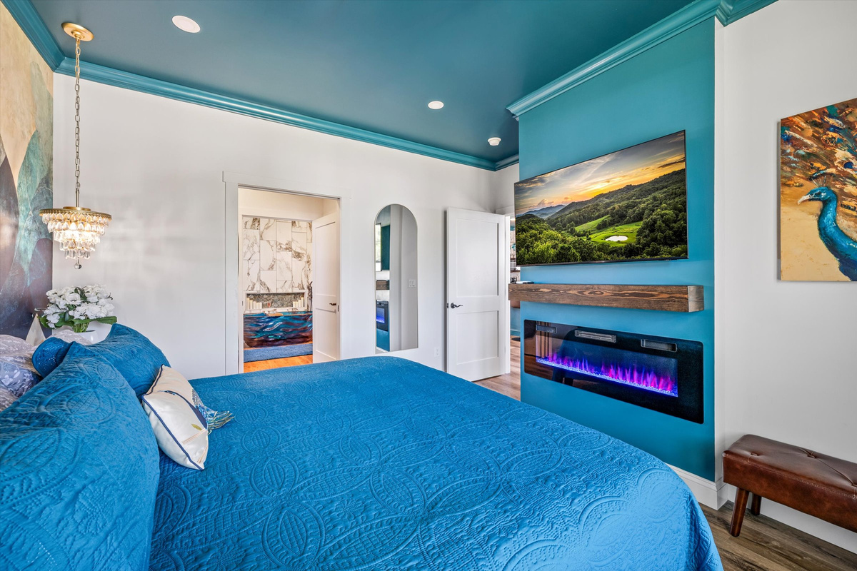 Relax in bed while enjoying the fireplace or stream your favorite tv shows.