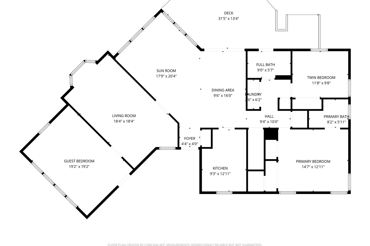 Master the layout of Northern Nest. Our professional floor plan highlights the unique split-wing design, massive lakeside sunroom, and the expansive 31-foot deck, ensuring your group has the perfect balance of social space and privacy.