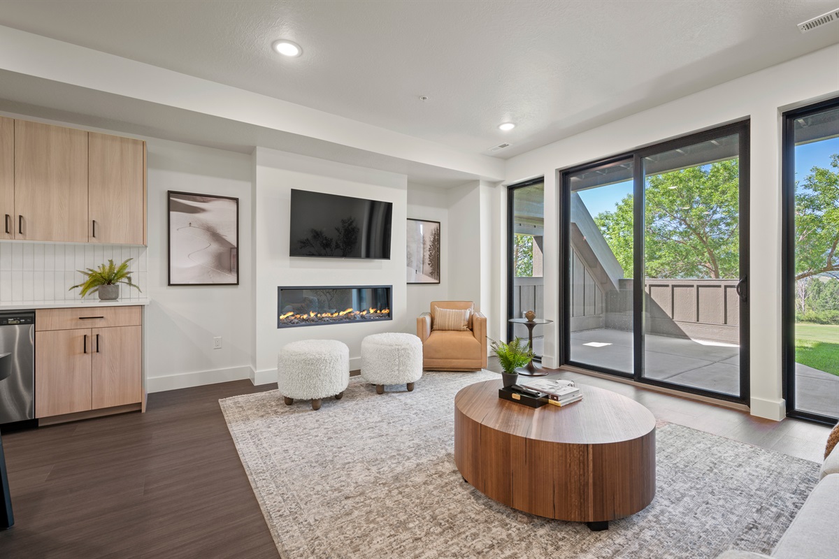 Step outside to the patio adjacent to the fairway.