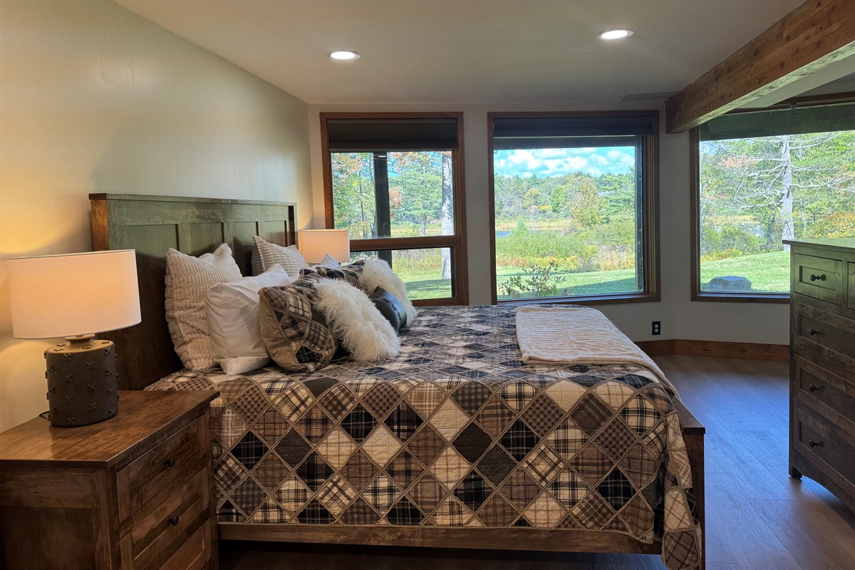Lower level King bedroom with beautiful views
