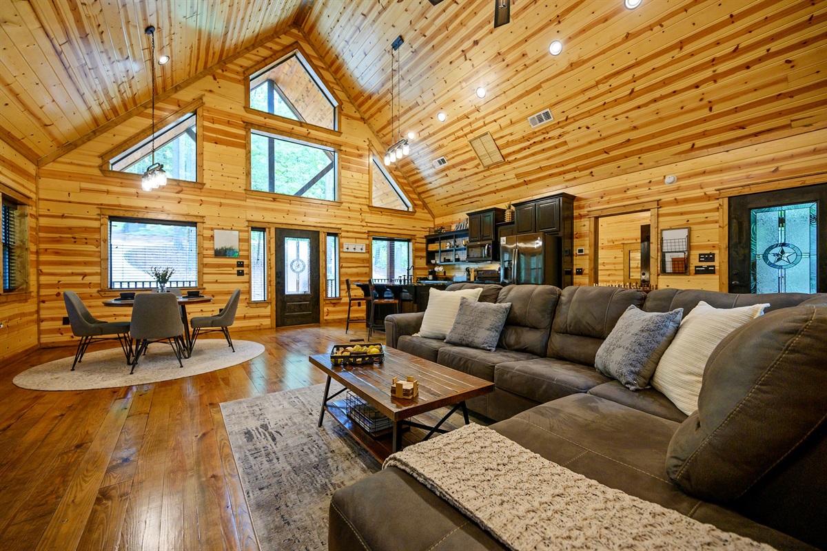 Plush couch and views from all around.