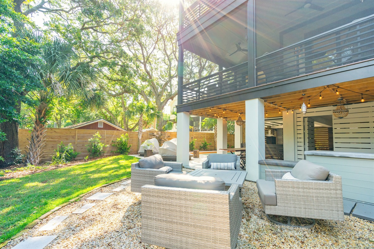 Outdoor seating and fire pit