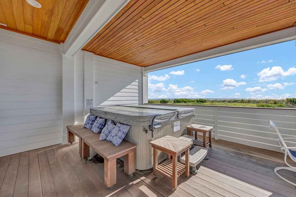 Private balcony with hot tub for 2nd floor primary suite