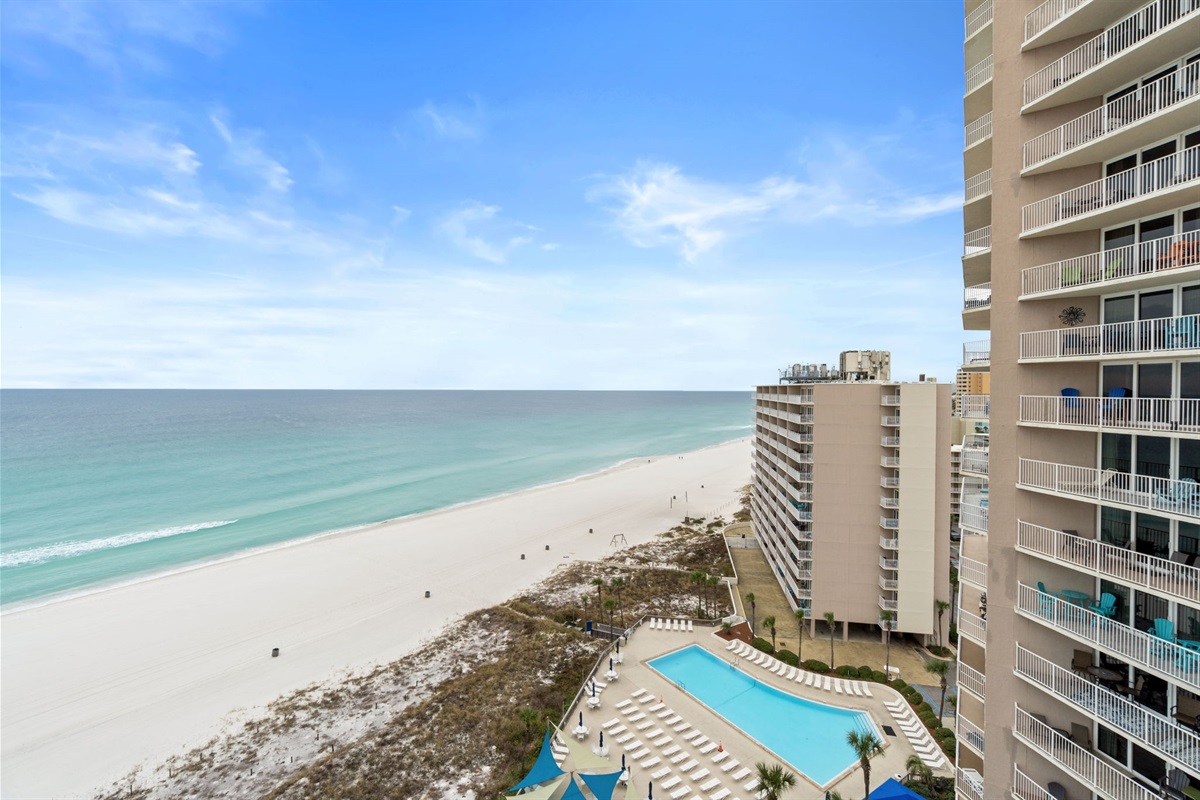 Beach View from Large Balcony with outdoor seating