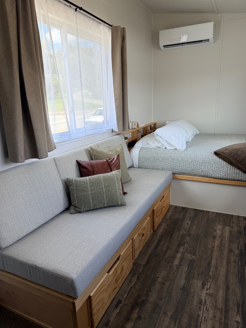 Custom couch and a Queen Size bed