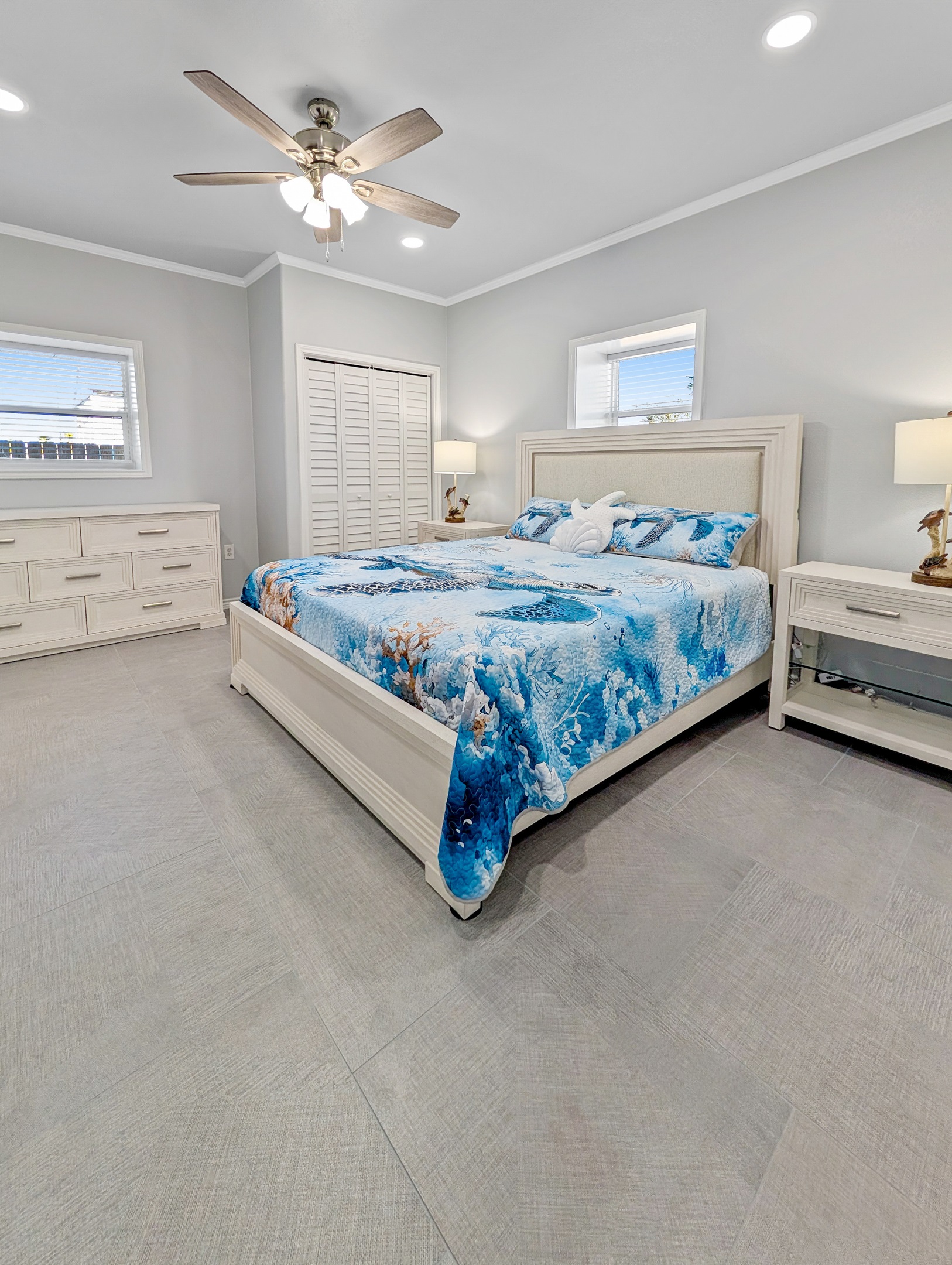 Bedroom three has a king and smart tv