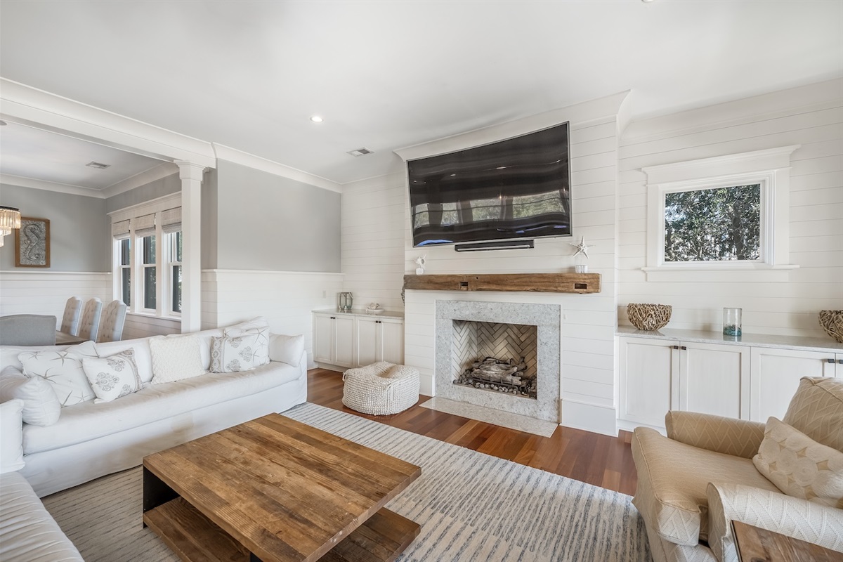 Spacious living room with plenty of seating for your group Shore Thing | 4001 Palm Blvd | Isle of Palms, SC | IOP Escapes