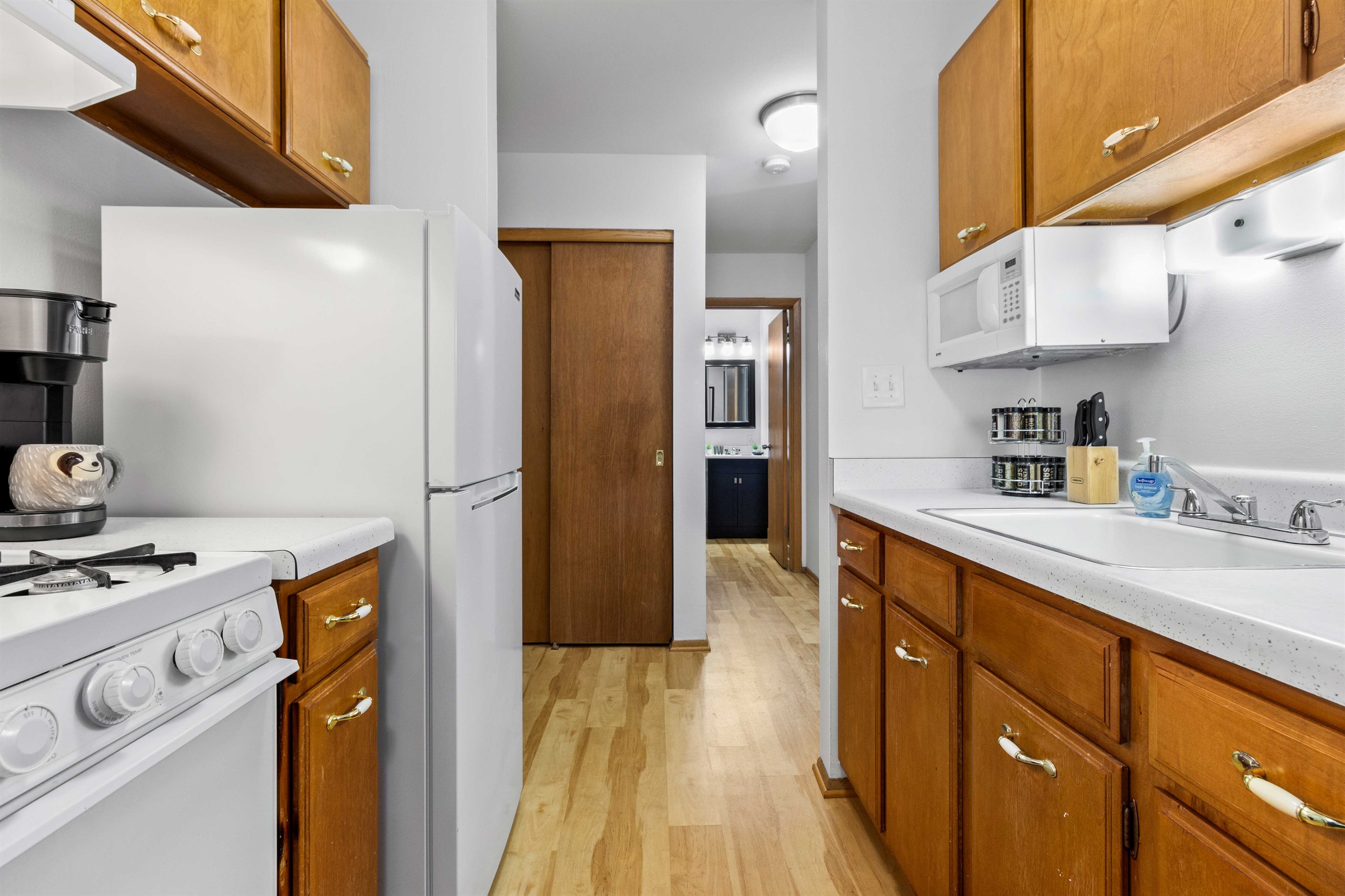 Ample counter space for food prep.
