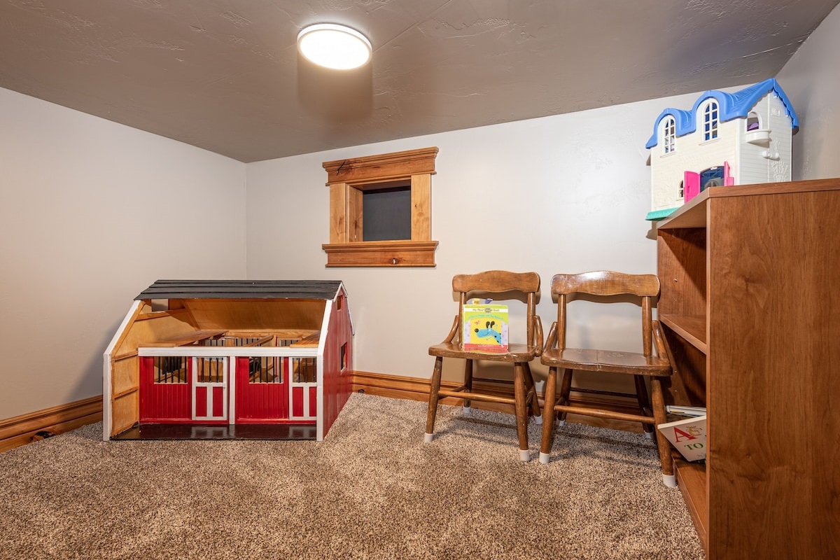 Kids will love this delightful play area under the staircase.