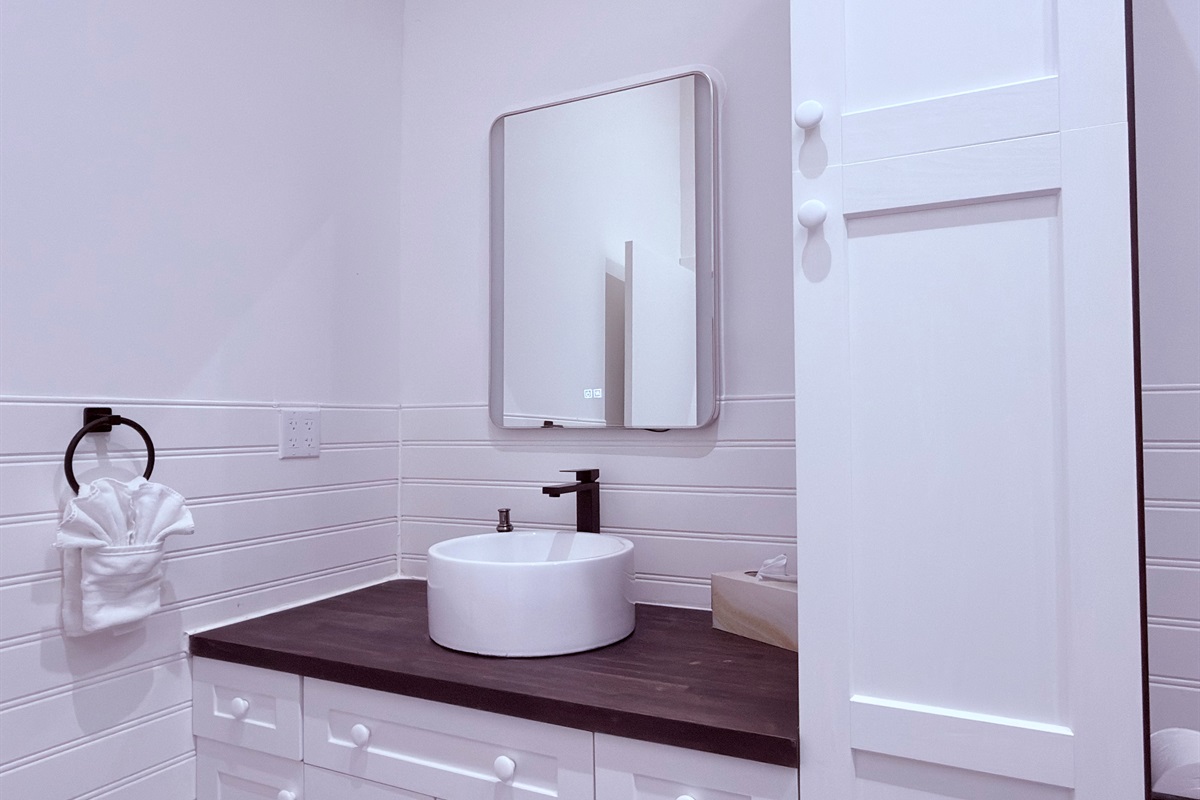 Modern bathroom with vessel sink and clean contemporary design