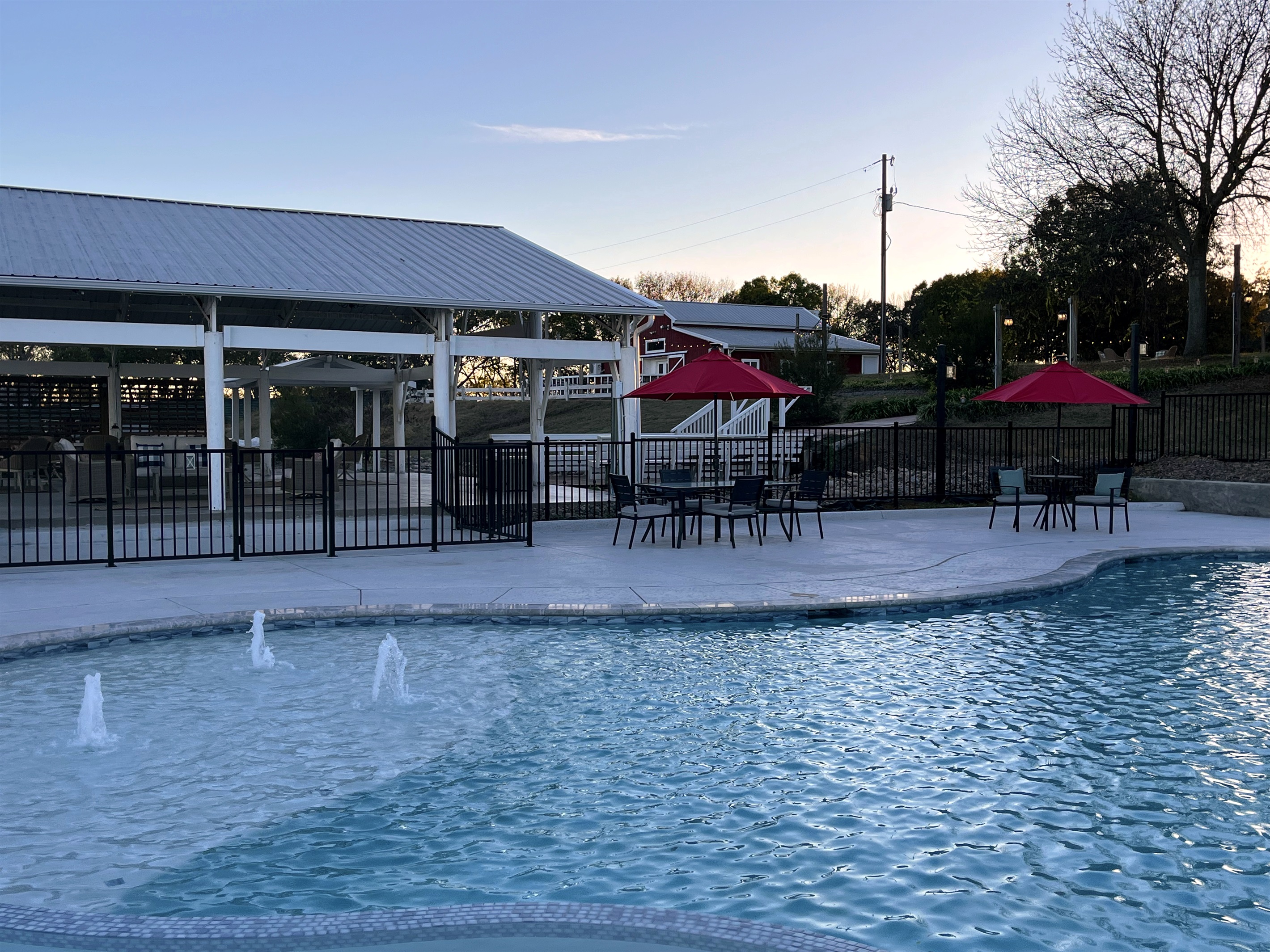 Bubblers and a light show at the pool complex.