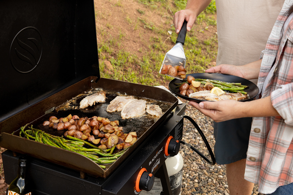 cooking outside on the Blackstone