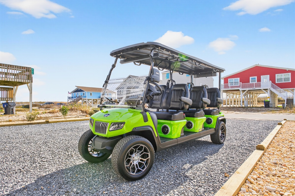 incl 6-pass golf cart (w/proof of insurance)