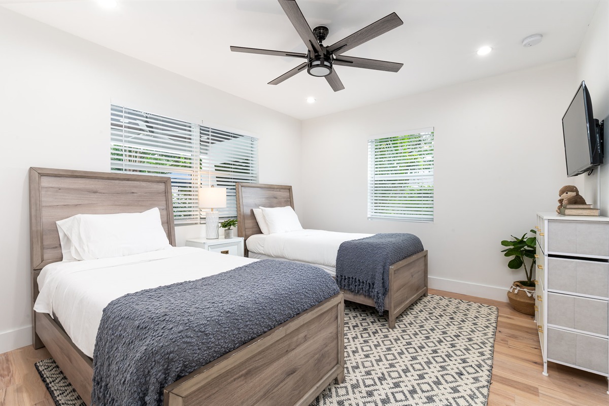 Playful space with twin beds&mdash;great for siblings, cousins, or sleepovers.