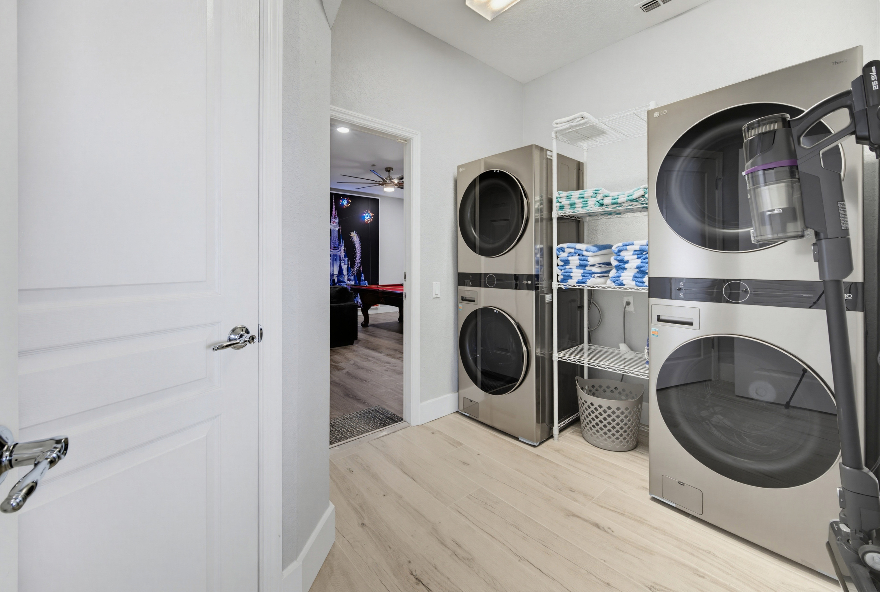 Double pair of washer & dryer and pool towels