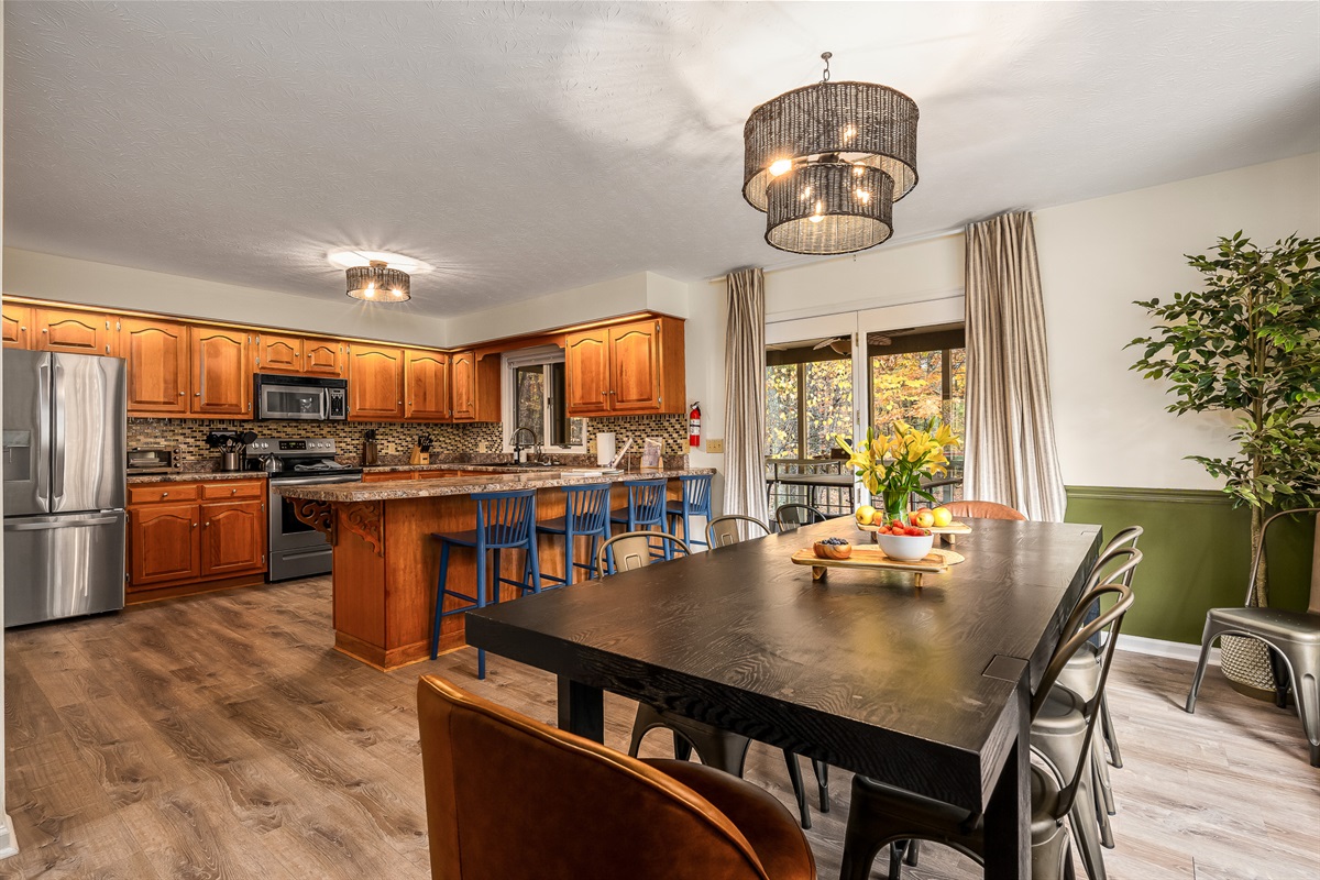 A big, welcoming kitchen and dining space made for cooking together, lingering over meals, and sharing stories from the day.