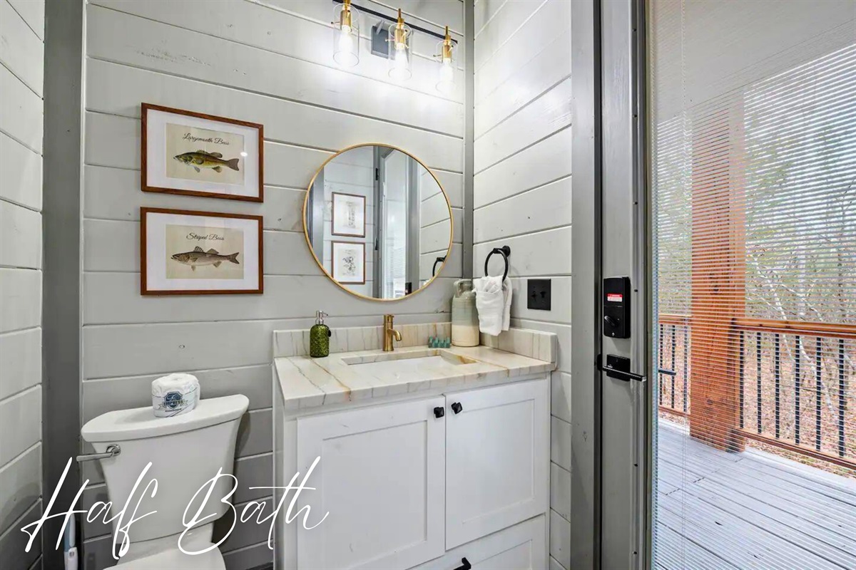 Sophisticated style meets convenience in our well-equipped bathroom.