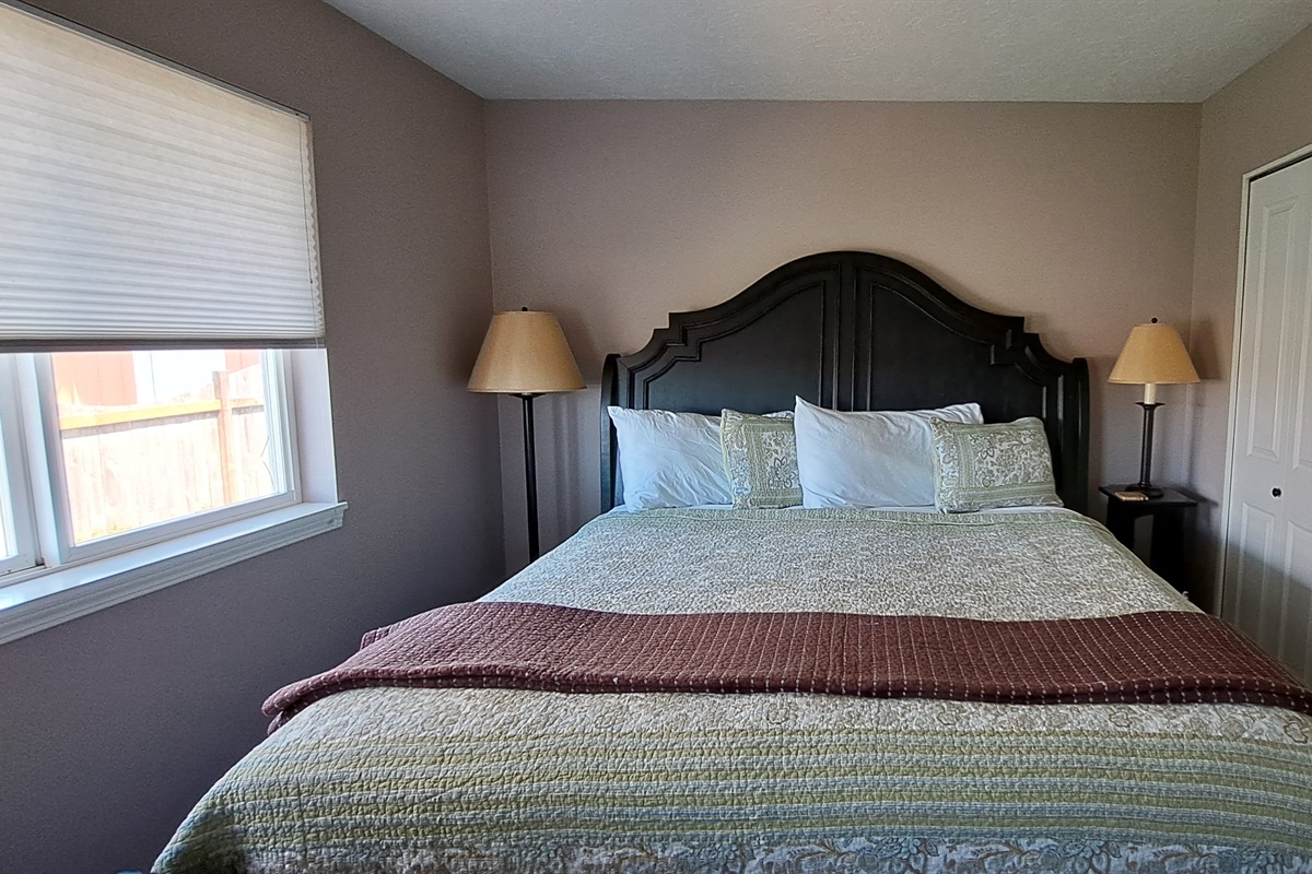 King bedroom with a continental bathroom.