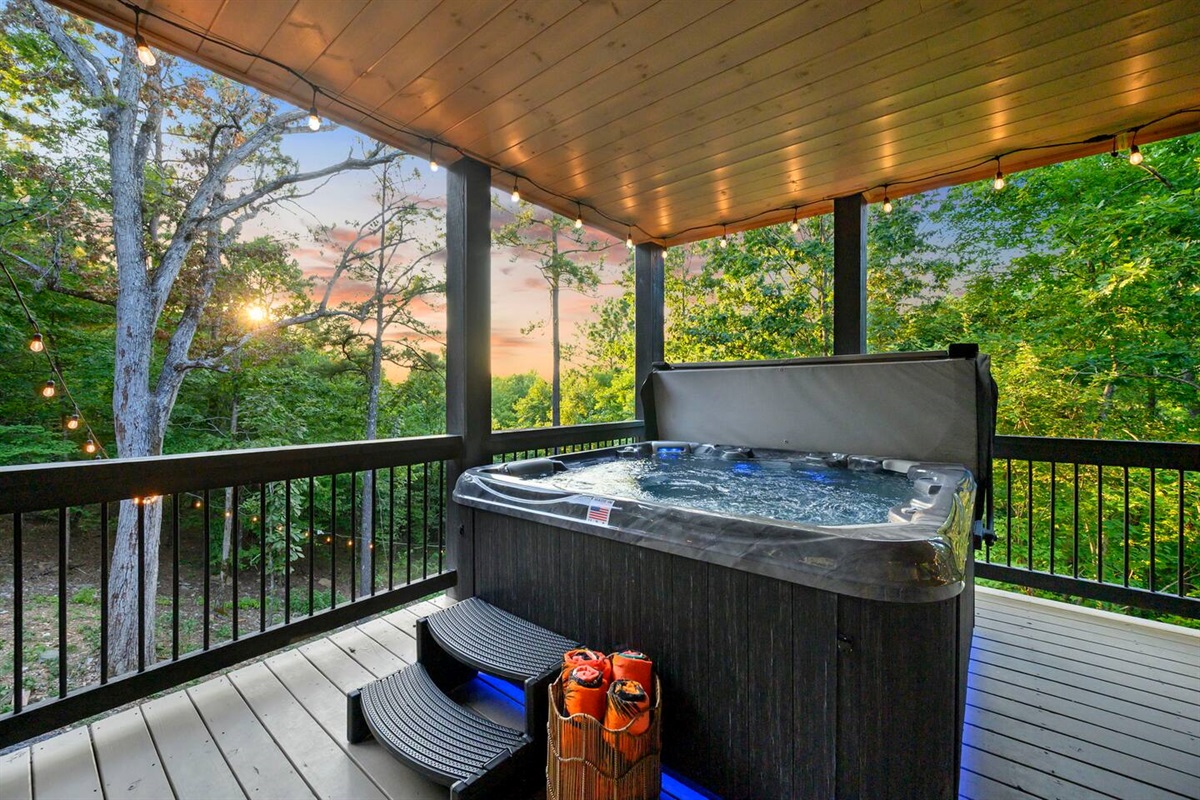 Hot tub will hold up to 7 people at a time.