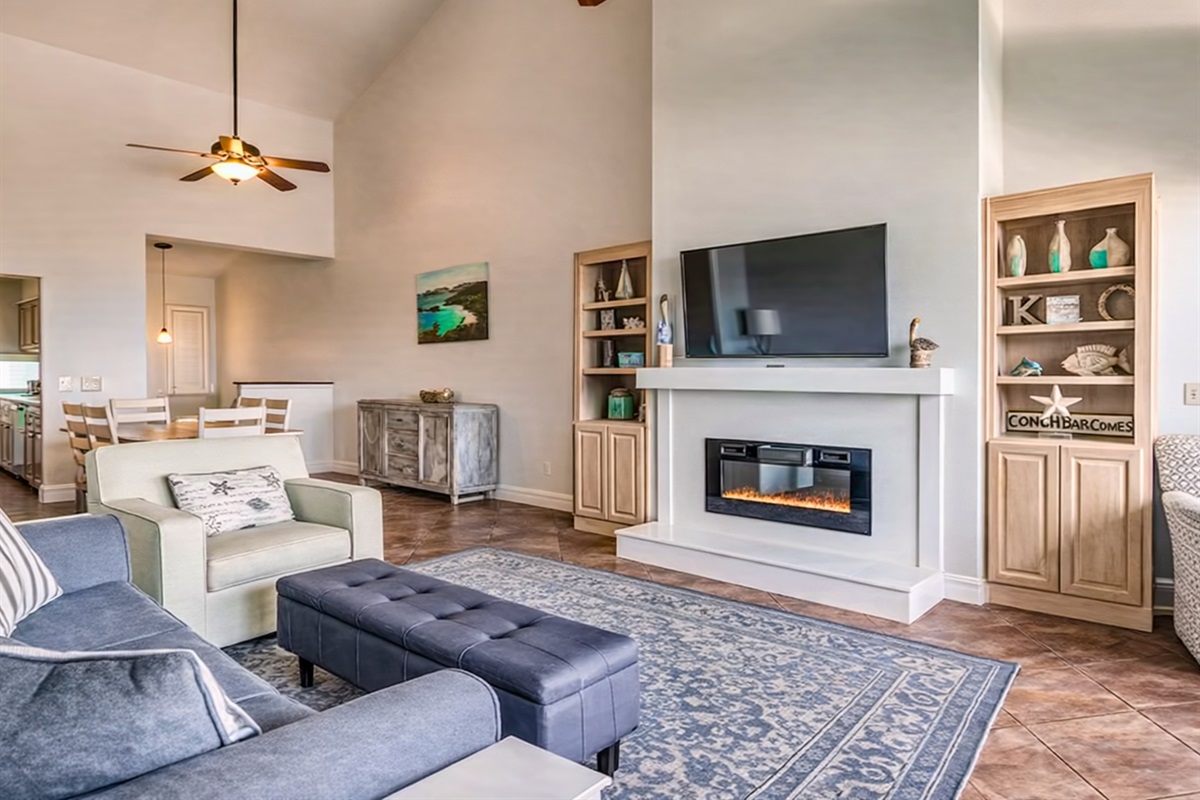 Take in another angle of the cozy living space, ideal for movie nights or quiet evenings in.