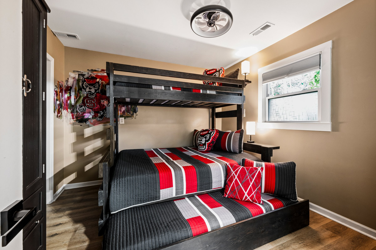 The custom built, adult capable bunk room gives the young and young at heart a fun place to call their own.