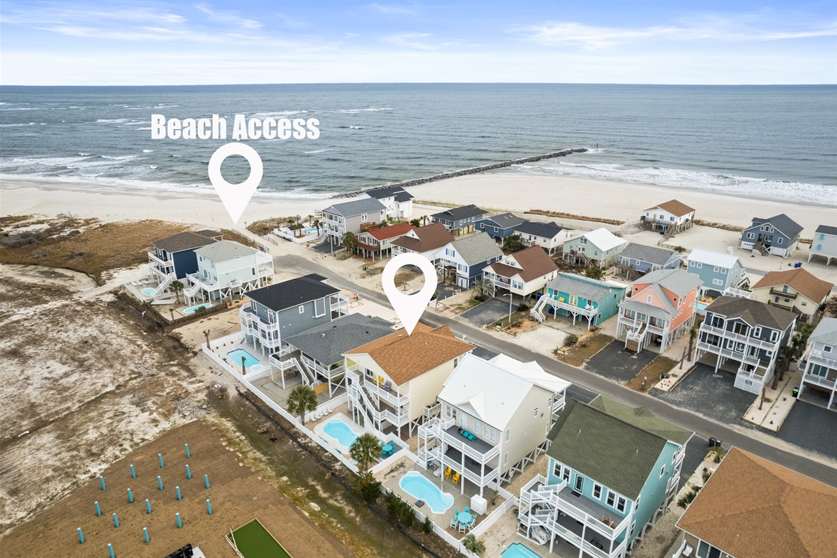 beach access is steps away