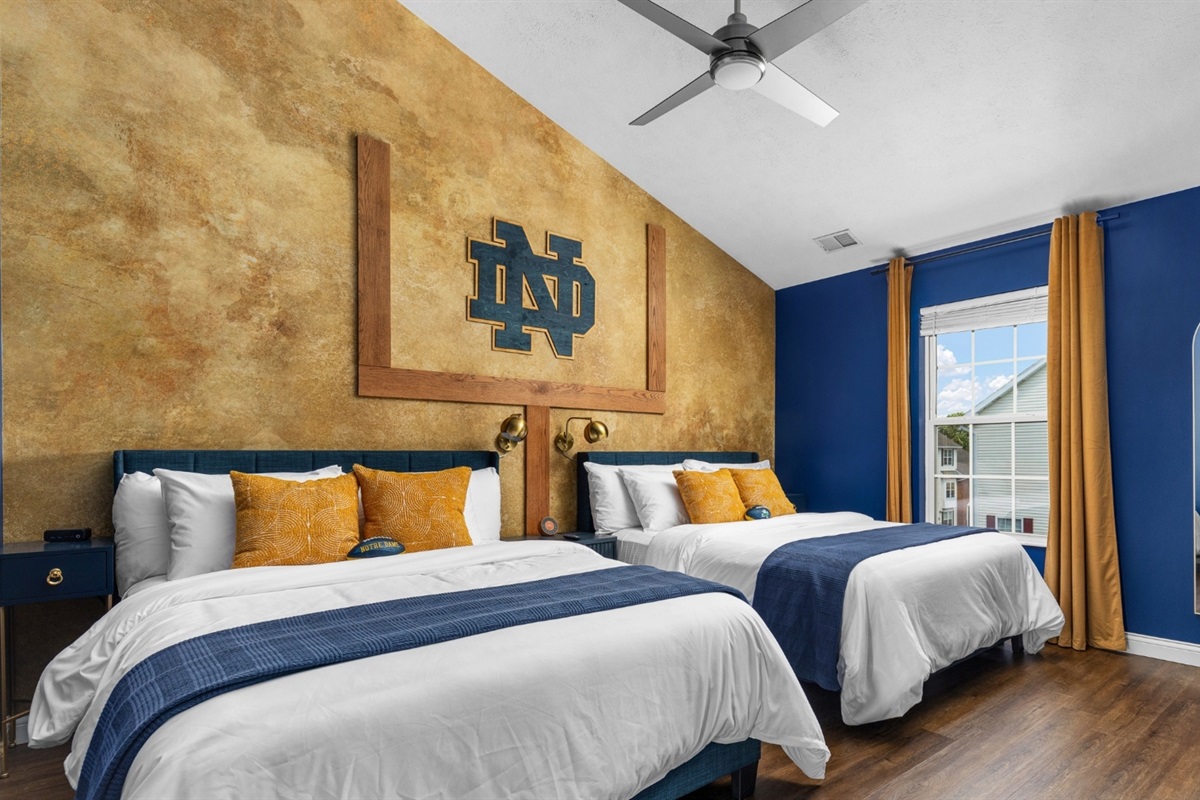 Master bedroom on 3rd floor with 2 Queen beds and full attached bathroom