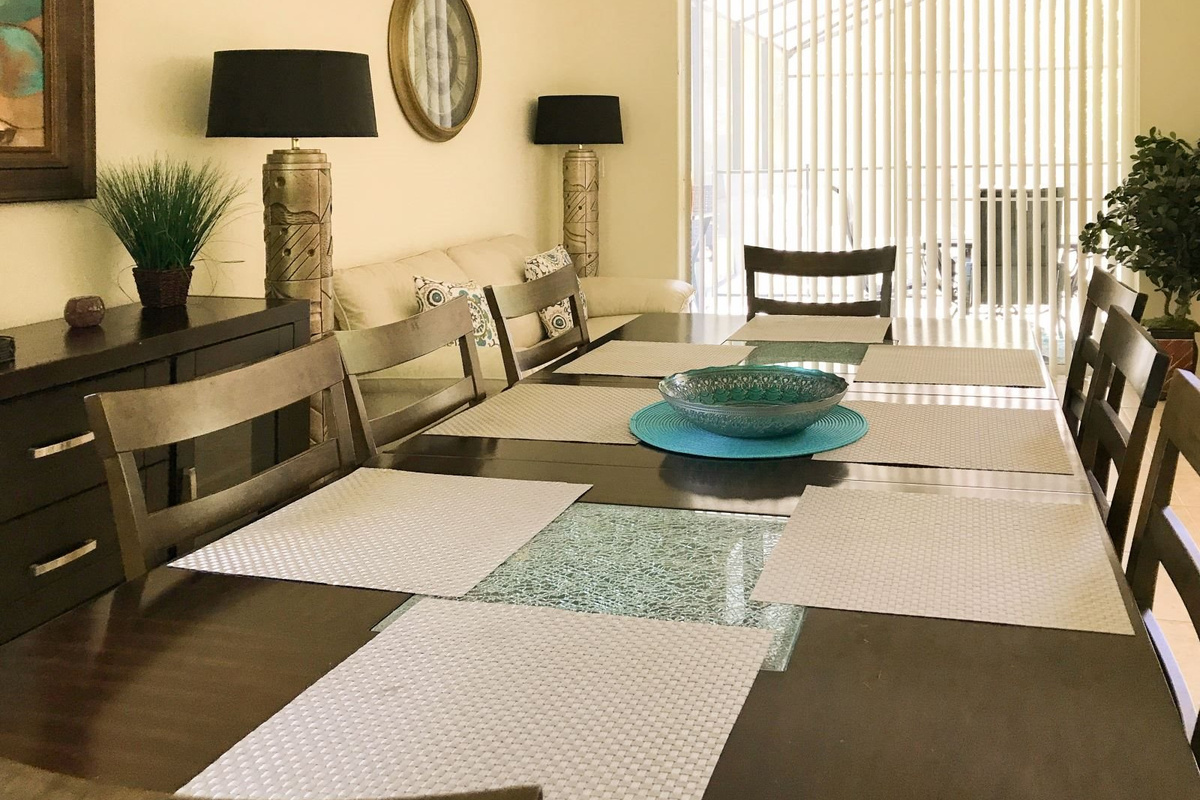 Dining Room with eight chairs.