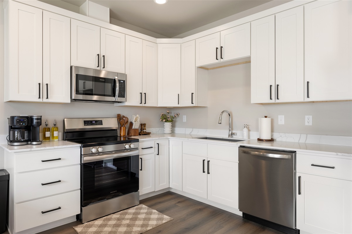 Fully stocked kitchen and coffee station