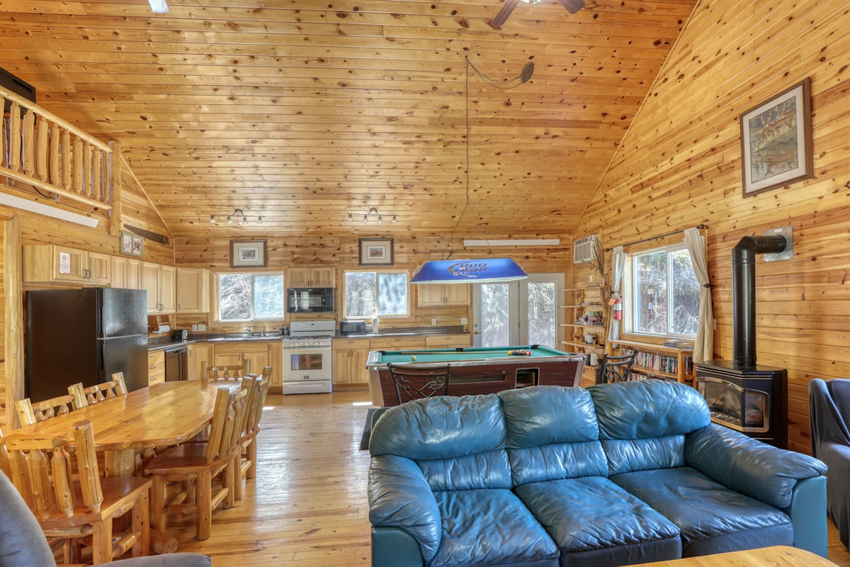 Living area and kitchen