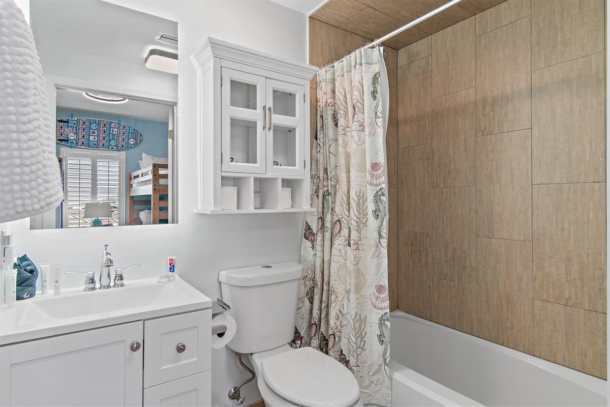 3rd bedroom has BUNK BEDS, Smart TV w/ cable, private bathroom, and closet