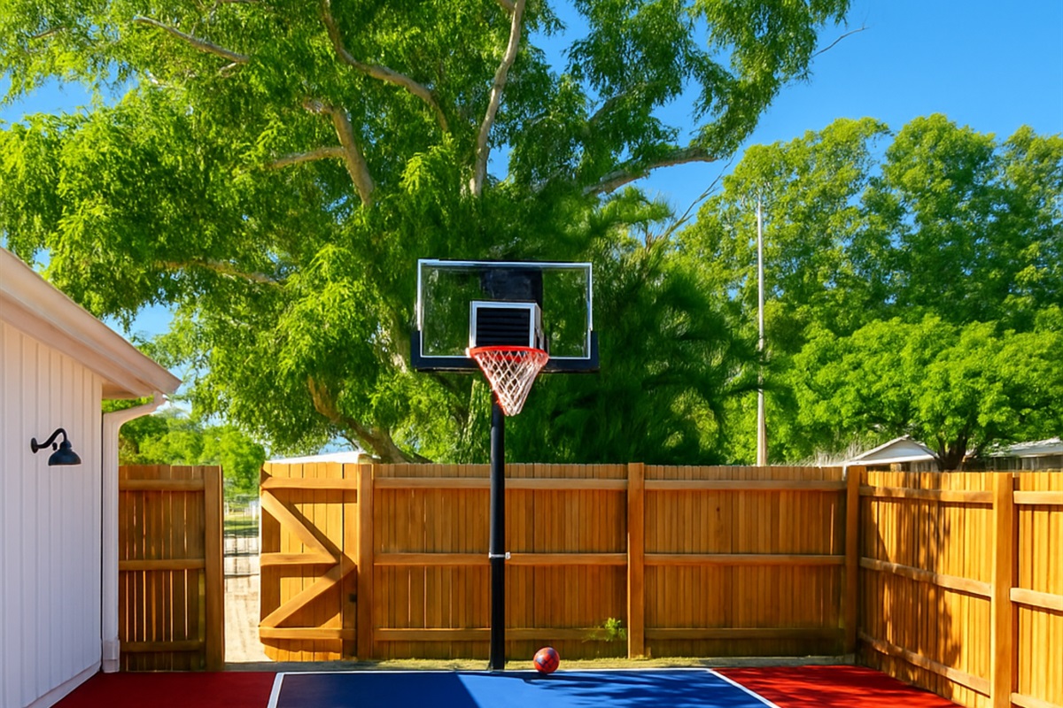 Newly installed basketball court 