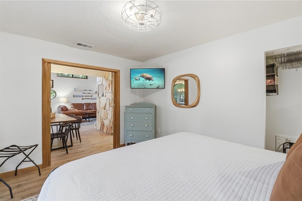 King bedroom with Roku TV