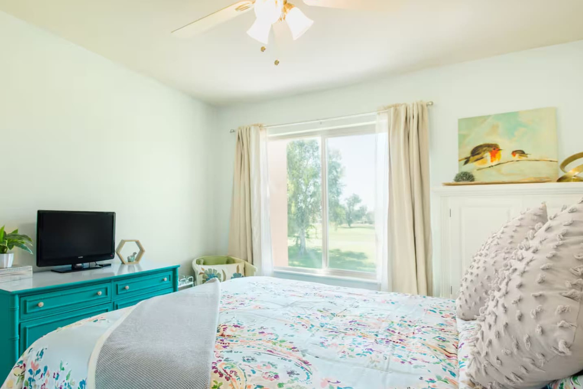 Bright and airy with garden views, this room is ready for restful nights and easy mornings.