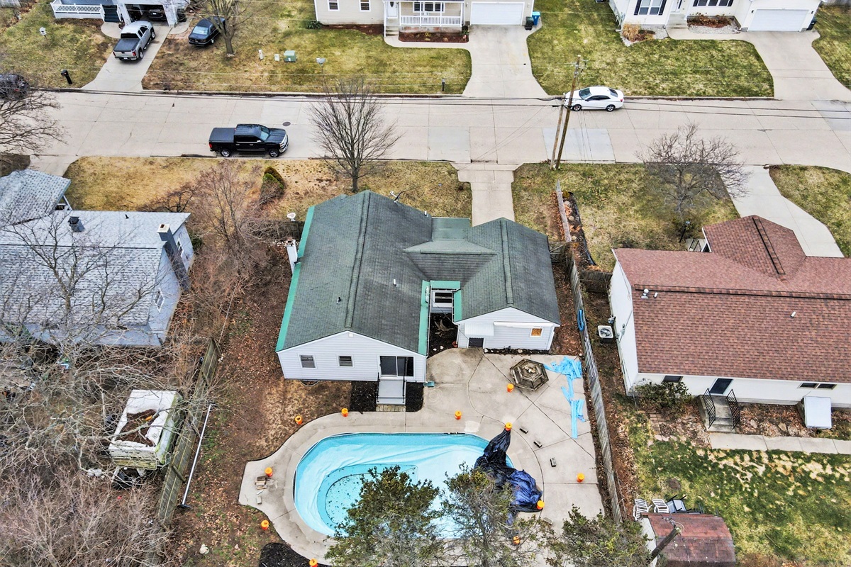 Aerial view of home.