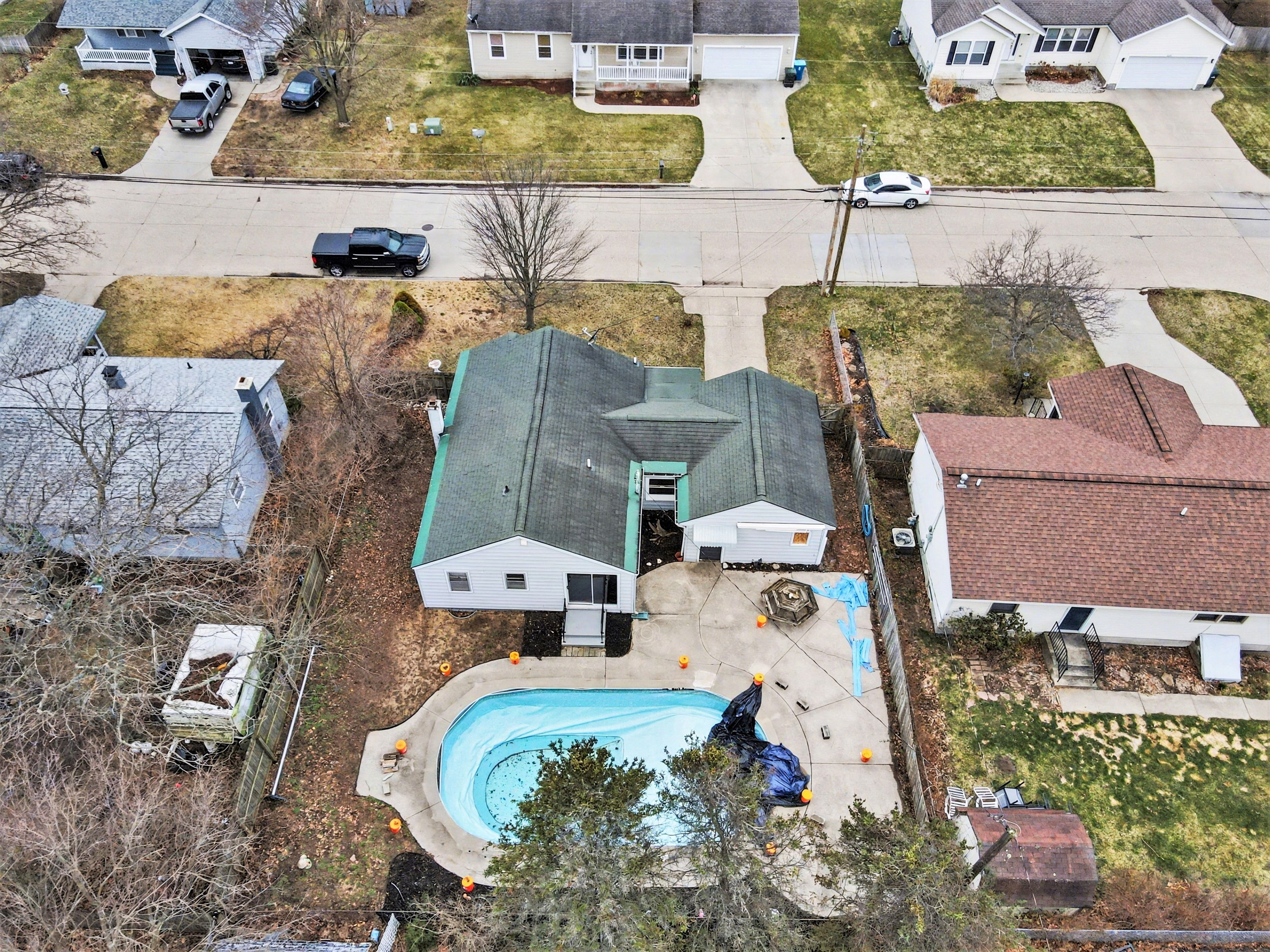 Aerial view of home.