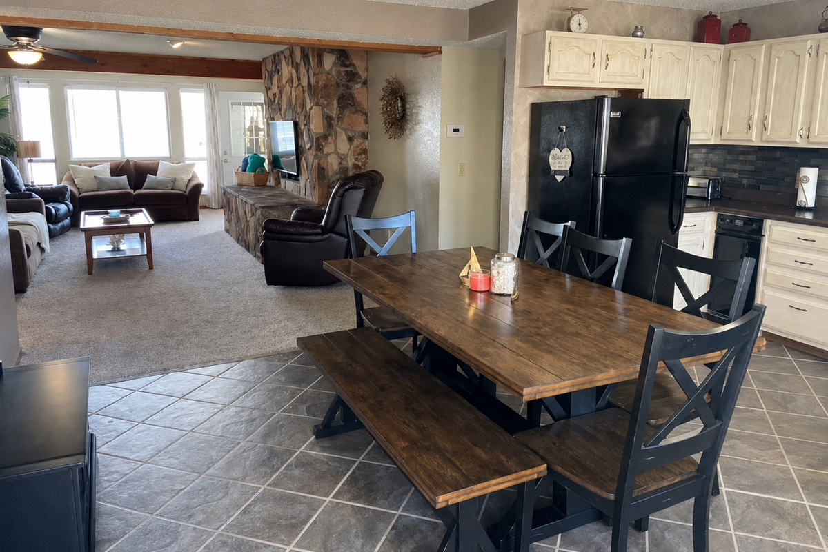 Open-plan living and dining space
