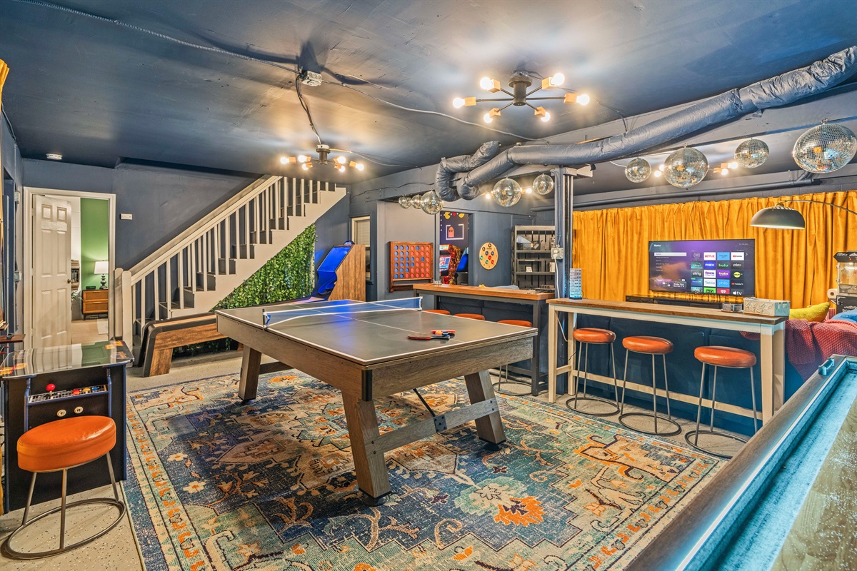 Challenge your friends to ping pong, pool, skeeball, or a round of shuffleboard for hours of laughter
