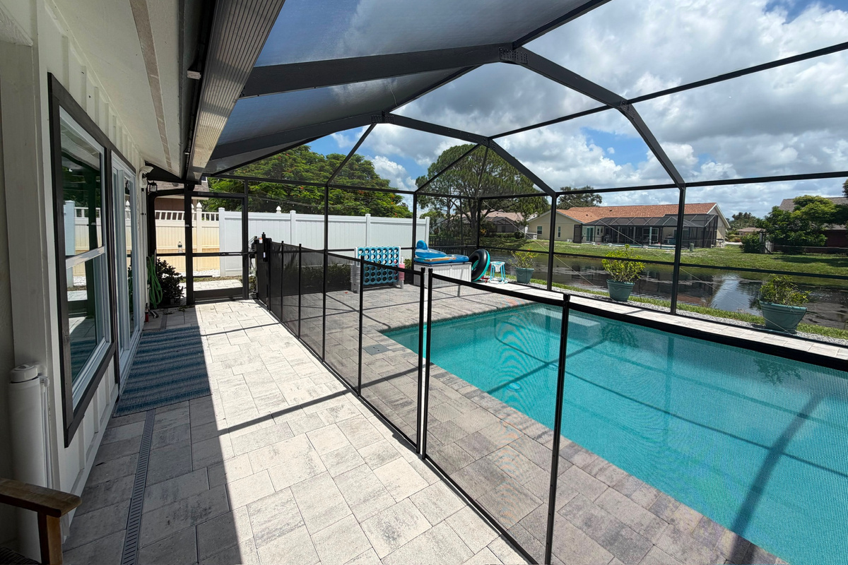 A child safety fence is available for the pool area.