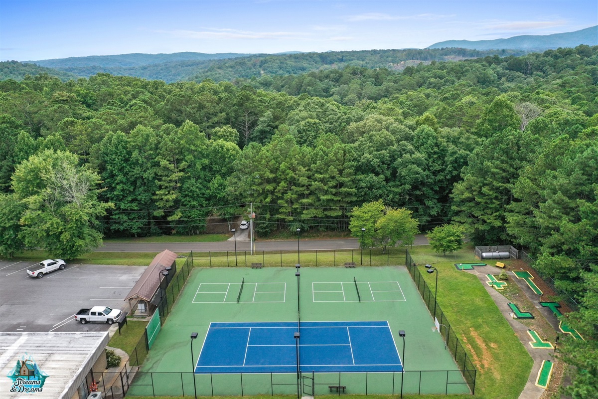 Tennis courts and a mini golf area.