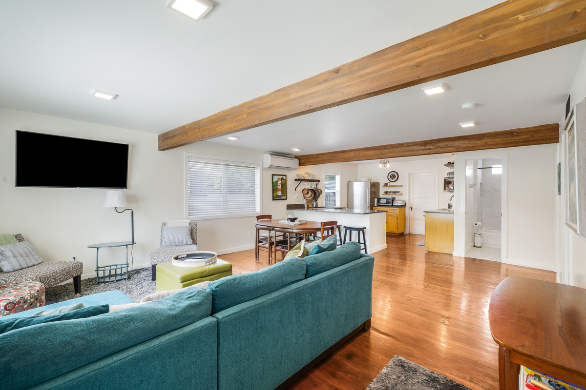 An open floor plan is great for gathering with friends and family.