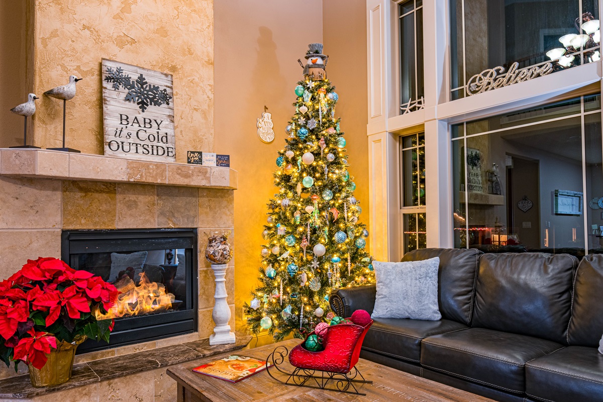 The house is always decorated at Christmas time!  