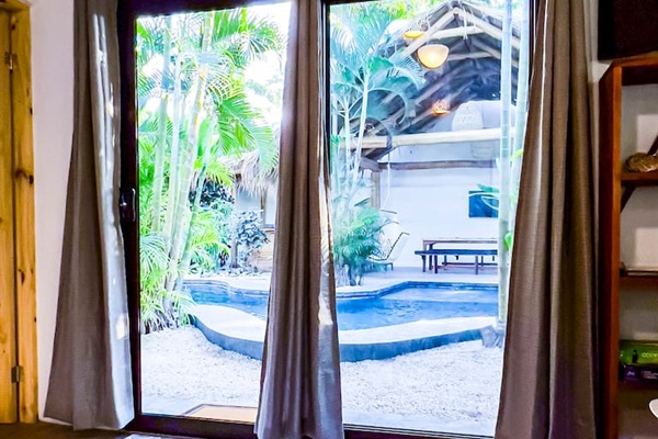Living room has a view out onto Laguna Azul and the Grand Cabana.