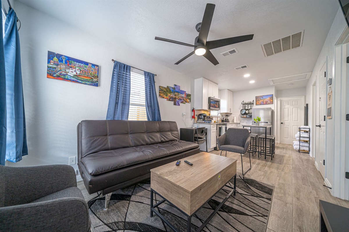 Living room to kitchen view