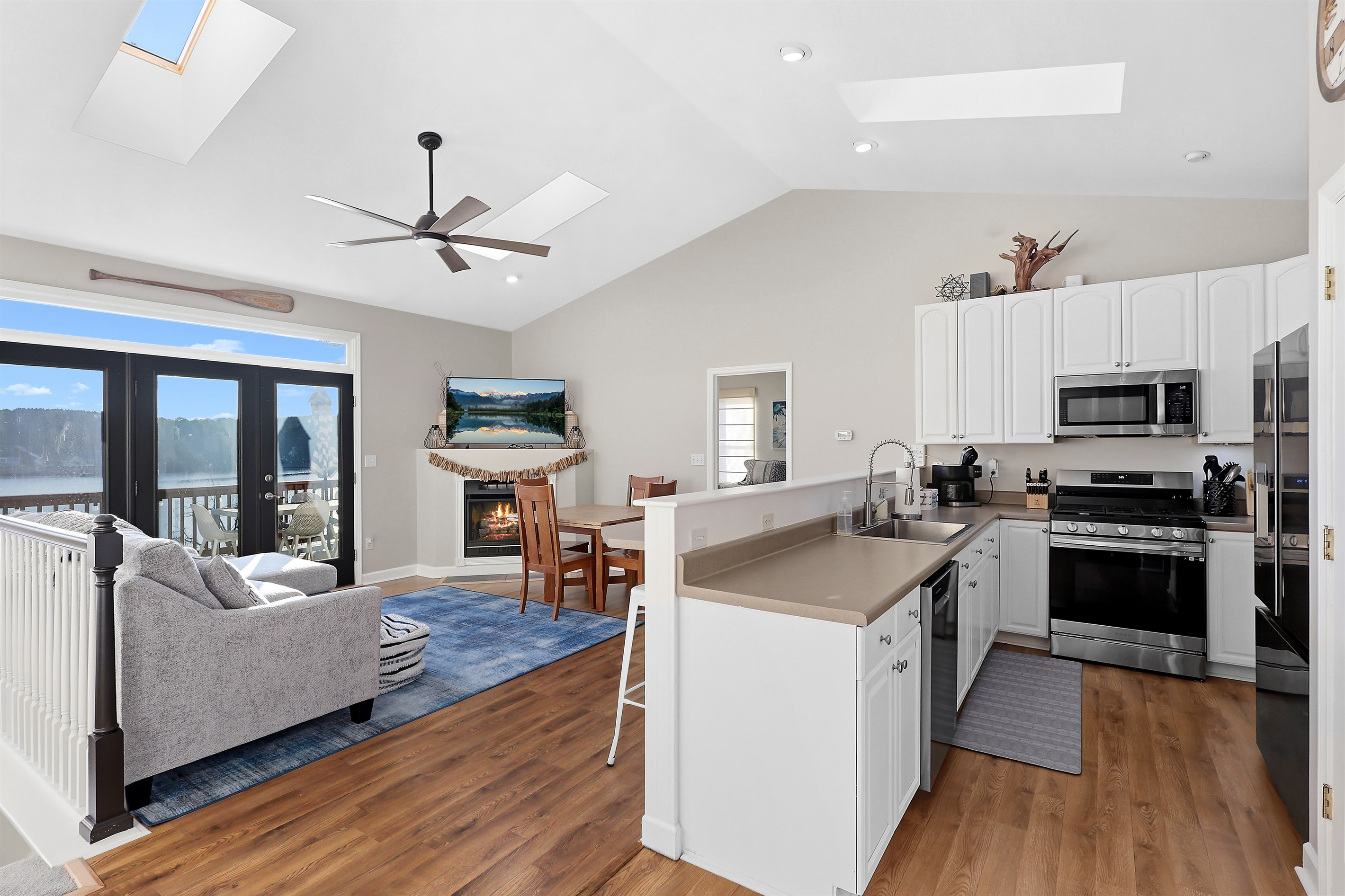 Kitchen and Upstairs Living Room 