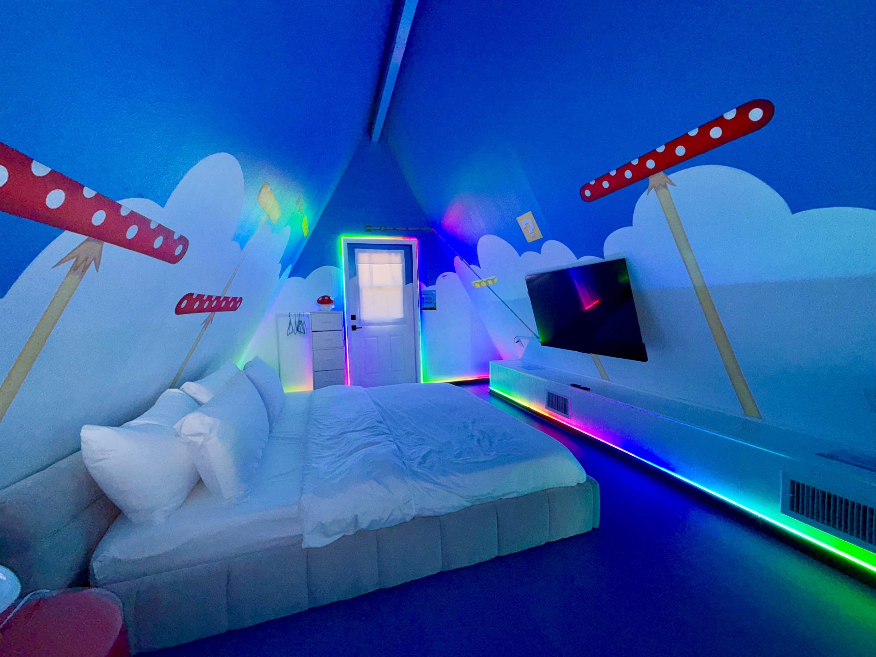 King-size bed with a private smart TV (and your own entrance).