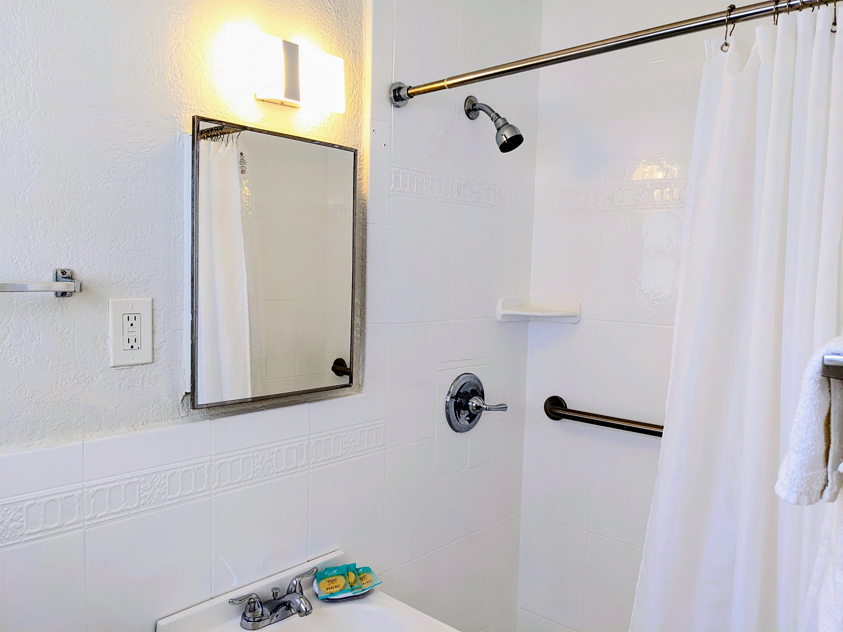 Vanity mirror and shower stall