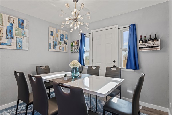 Share delicious dishes with loved ones at the 8-seater dining table.